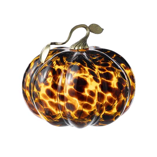 Glitzhome® Amber Dots Glass Pumpkin